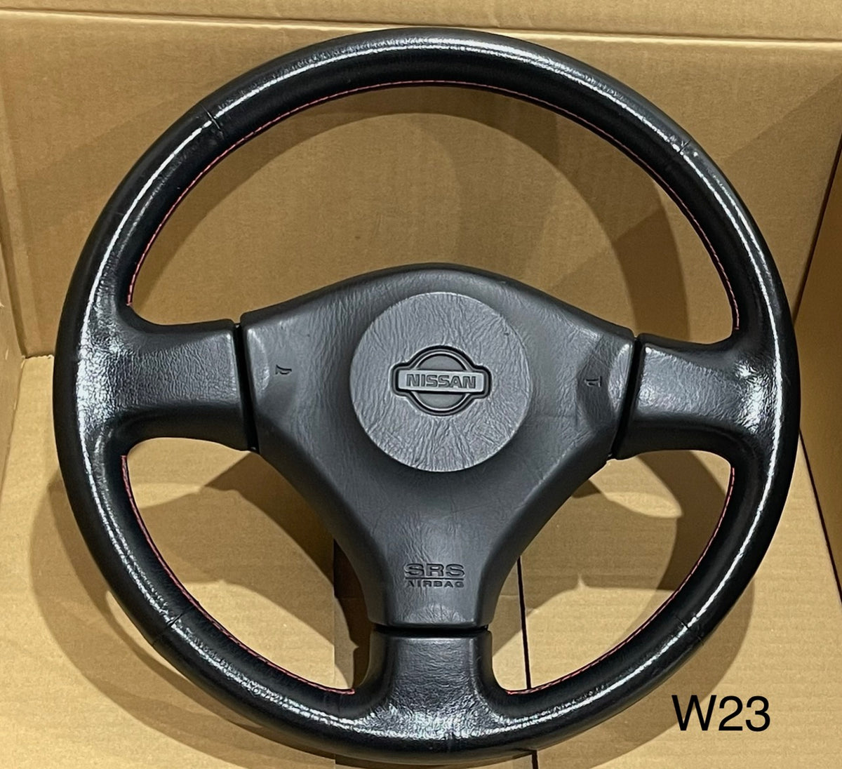 NISSAN SKYLINE R34 GTR GTT RED STICH STEERING WHEEL (W23)