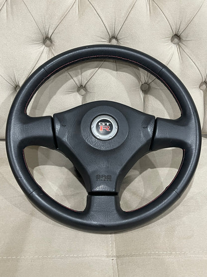 R34 GTR RED STICH STEERING WHEEL