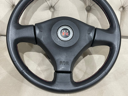R34 GTR RED STICH STEERING WHEEL