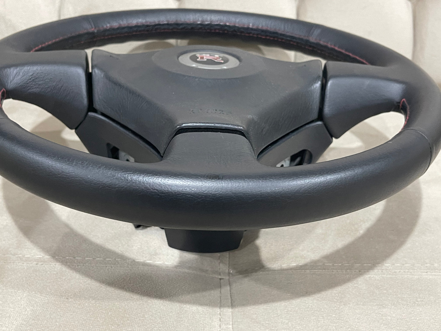 R34 GTR RED STICH STEERING WHEEL