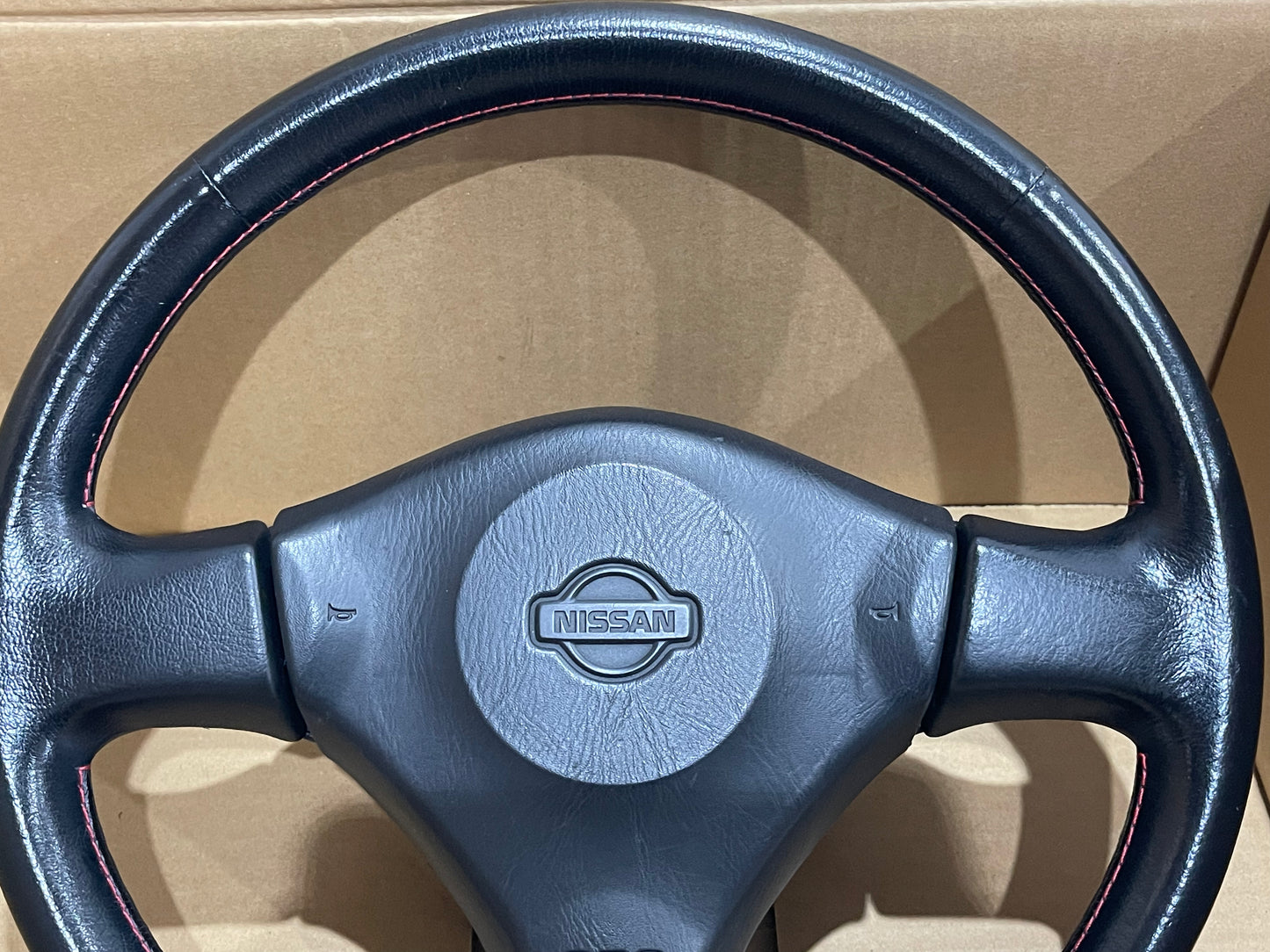 NISSAN SKYLINE R34 GTR GTT RED STICH STEERING WHEEL (W23)