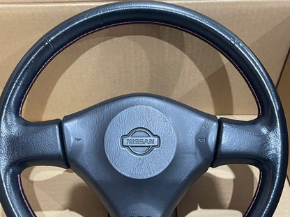 NISSAN SKYLINE R34 GTR GTT RED STICH STEERING WHEEL (W23)